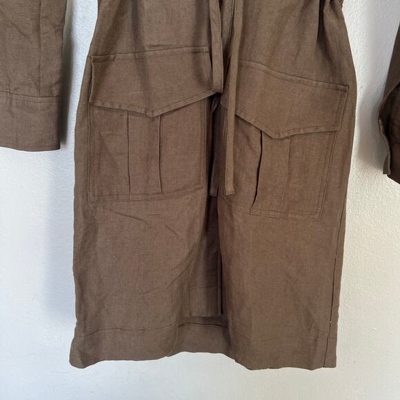 Rails Carmen Shirtdress Dress Mini Tie Waist Green Woven Linen Women's Size XS - Picture 5 of 13